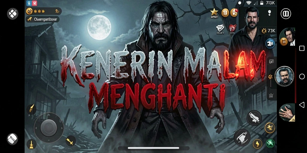 Tangkapan layar dari gameplay menegangkan 73K, memperlihatkan suasana Horror yang kental.
