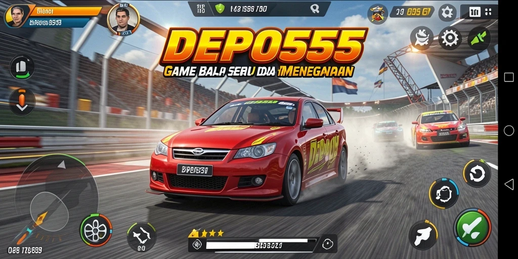 Tampilan gameplay DEPO555 yang mendebarkan saat balap di trek.