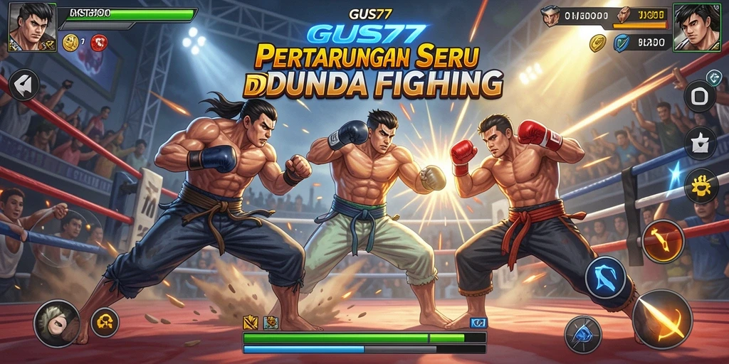 Tampilan gameplay yang mendebarkan di dunia Fighting GUS77.