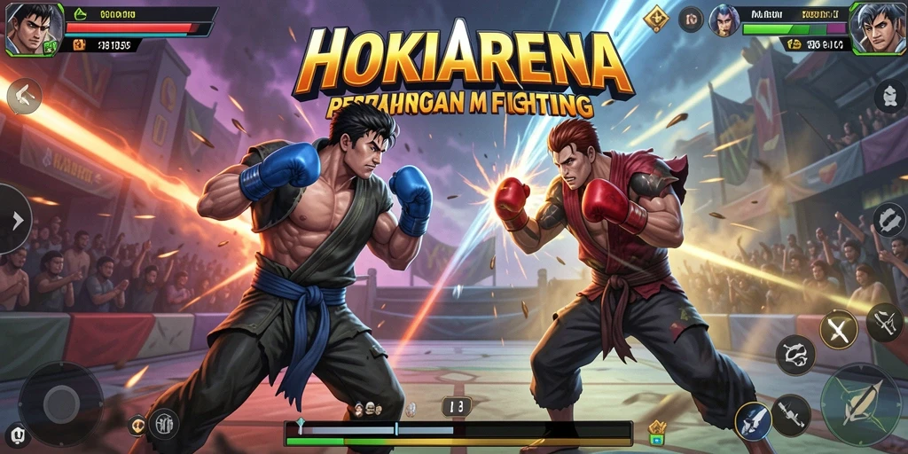 Tangkapan layar gameplay HOKIARENA menampilkan aksi pertarungan yang mendebarkan.