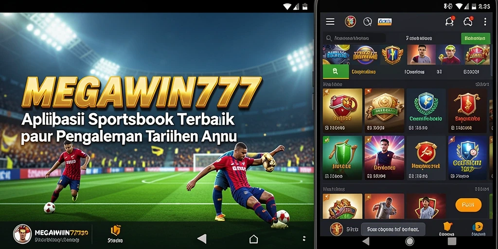 Tampilan aplikasi MEGAWIN777 yang menarik dengan fitur taruhan olahraga.