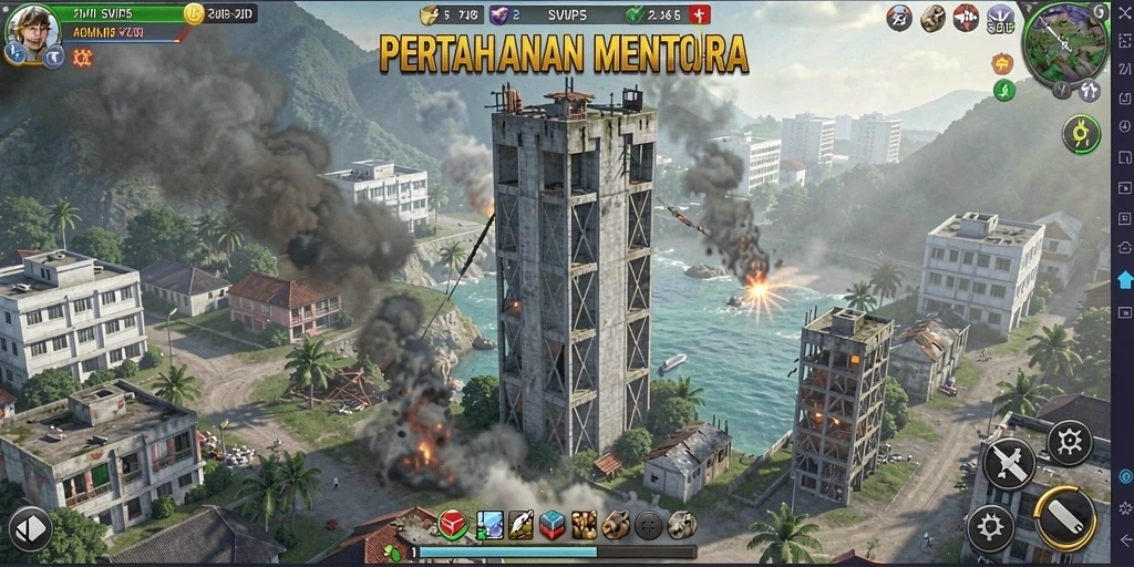 Tampilan aksi seru dalam permainan Tower Defense SVIP5.